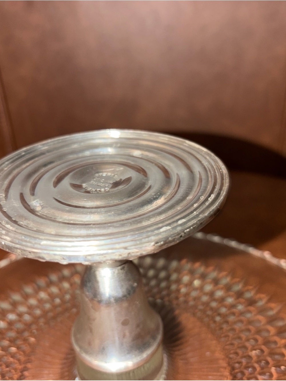 Vintage Duchin Sterling Silver removable Bottom Glass Pedestal Cake Stand 10.5 - Picture 6 of 10
